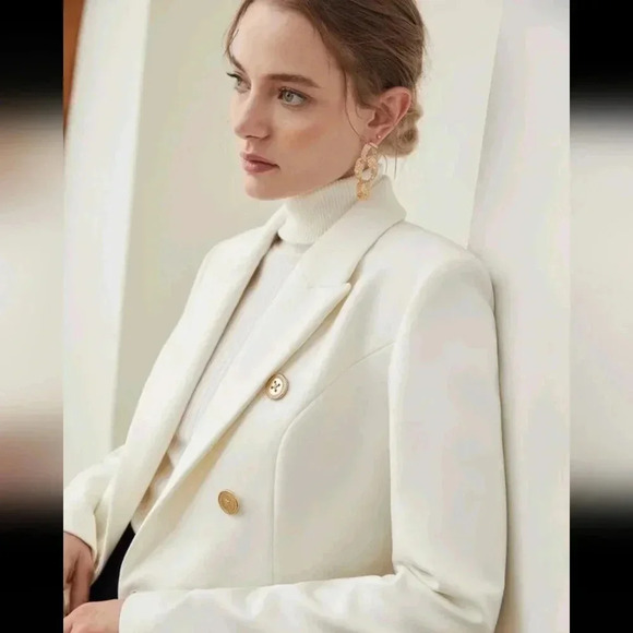 PREMIUM VISCOSE DOUBLE BREASTED BLAZER - Picture 2 of 7